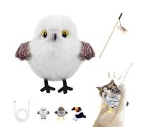 Knubbuf Jouet pour Chat Rechargeable Celerypets, Oiseau à battements d'ailes interactif, Trois Modes de Battement d'ailes, activé par Le Mouvement, battements d'ailes et gazouillis réalistes (A)