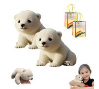 Knubbuf L'ami Polaire - La Peluche Qui Vous apaise en Quelques Secondes, Fourrure Ultra-Douce, Jouet interactif et réaliste en Forme d'ours Polaire, pour Enfants et Adultes (2Pcs)