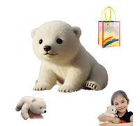 Knubbuf L'ami Polaire - La Peluche Qui Vous apaise en Quelques Secondes, Fourrure Ultra-Douce, Jouet interactif et réaliste en Forme d'ours Polaire, pour Enfants et Adultes (1Pc)
