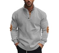 Knubbuf Mens Corduroy Sweatshirt Long Sleeve Stand Collar 1/4 Button Up Pullover Casual Fall Winter Polo Sweaters Tops (Style D,TTG)