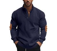 Knubbuf Mens Corduroy Sweatshirt Long Sleeve Stand Collar 1/4 Button Up Pullover Casual Fall Winter Polo Sweaters Tops (Style I,M)
