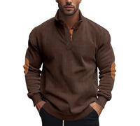 Knubbuf Mens Corduroy Sweatshirt Long Sleeve Stand Collar 1/4 Button Up Pullover Casual Fall Winter Polo Sweaters Tops (Style J,M)