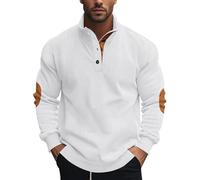 Knubbuf Mens Corduroy Sweatshirt Long Sleeve Stand Collar 1/4 Button Up Pullover Casual Fall Winter Polo Sweaters Tops (Style C,5TG)