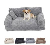 Knubbuf Plush Calming Pet Sofa Bed, Fluffy Dog Couch Bed with Removable Cover, Large Dog Beds, Bedding & Furniture for Dogs (Gray, M)