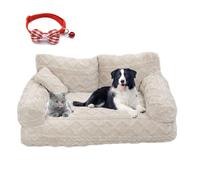 Knubbuf Premium Plush Dog Sofa Bed, Plush Calming Pet Sofa Bed, Calming Dog Bed with Removable Washable Cover, Anti-Slip Bottom Pet Couch for Small to Large Dogs and Cats (Beige, S:45 * 39 * 21cm)