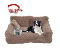 Knubbuf Premium Plush Dog Sofa Bed, Plush Calming Pet Sofa Bed, Calming Dog Bed with Removable Washable Cover, Anti-Slip Bottom Pet Couch for Small to Large Dogs and Cats (Brown, L:65 * 45 * 30cm)