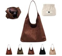 Knubbuf Suede Bag for Women, New Vintage Tote Bag, Suede Hobo Bag for Women, Large Capacity Women's Hobos & Shoulder Bags (Coffee)