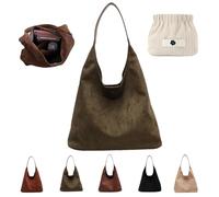 Knubbuf Suede Bag for Women, New Vintage Tote Bag, Suede Hobo Bag for Women, Large Capacity Women's Hobos & Shoulder Bags (Green)