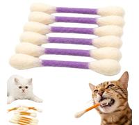 Knubbuf Swabs Cat Toys with Catnip | 6 PK Durable Cotton Swabs Cat Toys | Interactive Kitten Teething Sticks & Chew Toys | Big Felt Kitty Kicker Accessories for Indoor Boredom Relief (Purple)
