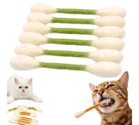 Knubbuf Swabs Cat Toys with Catnip | 6 PK Durable Cotton Swabs Cat Toys | Interactive Kitten Teething Sticks & Chew Toys | Big Felt Kitty Kicker Accessories for Indoor Boredom Relief (Green)