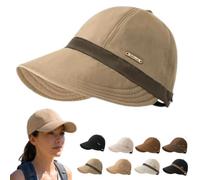 Knubbuf Women's Wide Brim Sun Visor Hat - UPF 50+ UV Protection Roll-up Ponytail Summer Beach Cap for Golf, Hiking, and Gardening ，B
