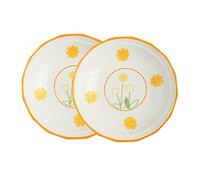 KNUFENG Assiette De Petit-déjeuner, Plats De Restauration Créatifs avec Motif De Fleurs, Vaisselle pour Steak De Collation De Crêpes, Rond, Céramique / 2pcs / 20cm(Size:20 * 20 * 3.8CM)