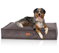 Knuffelwuff Coussin pour Chien Lesedi en Velours côtelé Aspect tissé Main 100x70cm Gris-Marron - Housse Amovible - Lavable - pour Grands, Moyens et Petits Chiens