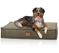 Knuffelwuff Coussin pour Chien Lesedi en Velours côtelé Aspect tissé Main 100x70cm Kaki - Housse Amovible - Lavable - pour Grands, Moyens et Petits Chiens
