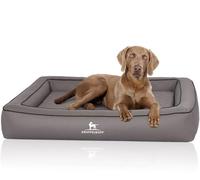 Knuffelwuff Hampstead Panier orthopédique pour chien en cuir synthétique matelassé au laser Taille XXL 120 x 100 cm Gris
