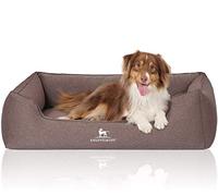 Knuffelwuff Leano Panier Orthopédique en Velours avec Aspect Tissage à Main Marron XXL 120 x 85 cm