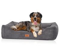 Knuffelwuff Lit pour Chien en Velours côtelé avec Personnage tissé à la Main Olivia XL, 105 x 75 cm, Gris, Housse Amovible, Lavable, pour Chiens de Grande, Moyenne et Petite Taille