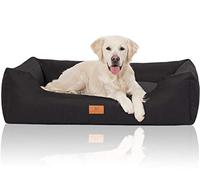 Knuffelwuff Lotte Panier en Velours avec Aspect Tissage Main Noir XL 105 x 75 cm