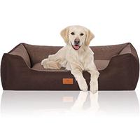 Knuffelwuff Luke Panier en Velours avec Aspect Tissage Main Marron/Potatoe XXL 120 x 85 cm