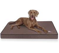 Knuffelwuff Nantucket Tapis orthopédique pour chien, en velours, avec caractère tissé à la main, taille XXXL 135 x 90 cm, marron, housse amovible, lavable, pour chiens de grande, moyenne et petite