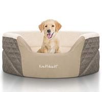 Knuffelwuff panier chien, lit pour chien, coussin, corbeille pour chien Lena, panier orthopédique, velours, marron/beige 90 x 66cm