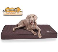 Knuffelwuff Tapis orthopédique pour chien, Coussin orthopédique Juna, similicuir surpiqué au laser, marron 136x84x10cm