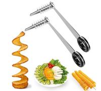 KNUIUYY 2 PCS Coupe Pomme de Terre Spirale, Spirale Twister de Pomme de Terre, Inoxydable Pommes de Terre Manuel Spiral Cutter, pour Fruits et Légumes Créatifs à Torsion Carotte Courgette Concombre