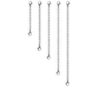 KNUIUYY 5pcs Extension Chaîne en Acier Inoxydable Chaîne, 5cm 7.5cm 10cm 13cm 15cm Différentes Tailles Chainette, Fermoirs Mousquetons pour Collier Bracelet DIY Fabrication de Bijoux