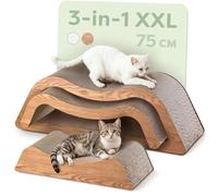 Knupis Griffoir Chat 3 Pièces XXL 75 cm - Carton Résistant pour Soins des Griffes - Jusqu’à 2 Ans de Griffades - Peu Encombrant - Protège Canapé et Meubles (Cloud- Marron)