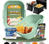 KNUSPERLIEBE® Lot de 2 accessoires pour Ninja Foodi Max Dual Zone moule en silicone, pliable pour friteuse Dual Zone Airfryer, friteuse à air chaud, sans BPA | AF400EU AF300EU AF400EUCP | Insert en
