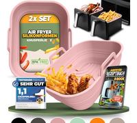 KNUSPERLIEBE® Lot de 2 accessoires pour Ninja Foodi Max Dual Zone moule en silicone, pliable pour friteuse Dual Zone Airfryer, friteuse à air chaud, sans BPA | AF400EU AF300EU AF400EUCP | Insert en