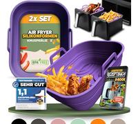 KNUSPERLIEBE® Lot de 2 moules en silicone pliables pour Airfryer, friteuse à air chaud, sans BPA | Accessoires Ninja Foodi Max Dual Zone AF400EU AF451 AF400EUCP SL400EU AF300EU | Insert en silicone
