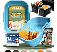 KNUSPERLIEBE® Lot de 2 moules en silicone pliables pour Airfryer, friteuse à air chaud, sans BPA | Accessoires Ninja Foodi Max Dual Zone AF400EU AF451 AF400EUCP SL400EU AF300EU | Insert en silicone