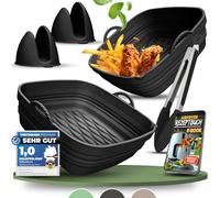 KNUSPERLIEBE Lot de moules en silicone pliables et extra épais pour friteuses à air chaud à partir de 3,7 à 8 l, avec accessoires, insert en silicone Airfryer, sans BPA, pour Ninja SL400, Phillips