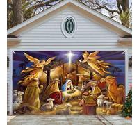 KNVSS Couverture de porte « Merry Christmas » de 480 x 210 cm - Bannière à suspendre - Tissu polyester - Décoration de porte de Noël pour maison, mur, porte, vacances d'hiver, fournitures de fête, C