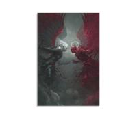 KNZVCXUEH Anges et Démons Murale Peinture La Lutte de Dieu Affiche Decoration Deco Murale Salon Chambre Bureau Prêt À Suspendre 20x30inch(50x75cm)