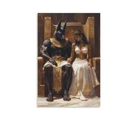 KNZVCXUEH Anubis et Yanhou Murale Peinture Égypte Ancienne Tableau Moderne Toile Tableau Decoration Salon Chambre Bureau Prêt À Suspendre 20x30inch(50x75cm)