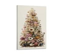 KNZVCXUEH Fleur Arbre de Noël Image Sur Toile Nous Avons Besoin de Deux Pièces Assembléees Affiche Decoration Decoration Murale Chambre Salle De Bain Cuisine Prêt À Suspendre 12x18inch(30x45cm)