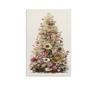 KNZVCXUEH Fleur Arbre de Noël Image Sur Toile Nous Avons Besoin de Deux Pièces Assembléees Peintures Tableau Decoration Salon Chambre Bureau Cuisine Prêt À Suspendre 16x24inch(40x60cm)