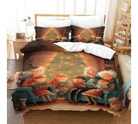 KNZVCXUEH Housse De Couette Thème Une Famille Heureuse 3D Parure De Lit Imprimé Noël Eve Set De Linge De Lit pour Adultes Enfants Filles Microfibre Douce Et Confortable Super King(260x220cm)