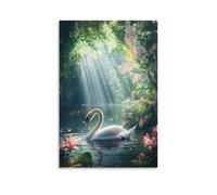 KNZVCXUEH Lac des Cygnes Murale Peinture Animaux Purs Affiche Decoration Art Mural Chambre Salle De Bain Cuisine Prêt À Suspendre 16x24inch(40x60cm)