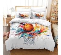 KOABERUVN 3D, Imprimé Basket Peint Ensemble De Literie avec Microfibre Super Douce Et Respirante Housse De Couette 3 Pièces Et Taie d'oreiller Single（140x200cm）