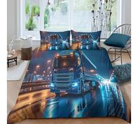KOABERUVN 3D, Imprimé Camion Ensemble De Literie Microfibre Super Douce Et Respirante Sets De Housses De Couettes 3 Pièces Et Taie d'oreiller King（220x240cm）