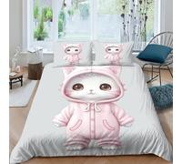 KOABERUVN 3D, Imprimé Cartoon Le Chat Literie en Microfibre Super Douce Et Respirante Housses De Couettes 3 Pièces avec Taies d'oreiller King（220x240cm）