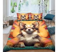 KOABERUVN 3D, Imprimé Chihuahua Le Chien Ensemble De Literie Microfibre Super Douce Et Respirante Housse De Couette 3 Pièces Et Taie d'oreiller King（220x240cm）