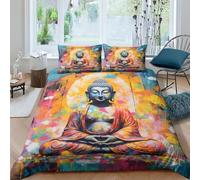 KOABERUVN 3D, Imprimé La Statue of Le Bouddha Parure De Lit Microfibre Super Douce Et Respirante Sets De Housses De Couettes 3 Pièces Et Taie d'oreiller King(220x240cm)