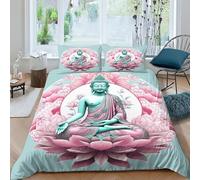 KOABERUVN 3D, Imprimé Le Bouddha Ensemble De Literie Microfibre Super Douce Et Respirante Housse De Couette 3 Pièces Et Taie d'oreiller Double(200x200cm)