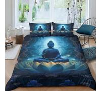 KOABERUVN 3D, Imprimé Le Bouddha Parure De Lit Microfibre Super Douce Et Respirante Set De Housse De Couette 3 Pièces Et Taie d'oreiller King(220x240cm)