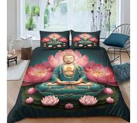 KOABERUVN 3D, Imprimé Le Bouddha Parure De Lit Microfibre Super Douce Et Respirante Set De Housse De Couette 3 Pièces avec Taies d'oreiller King(220x240cm)