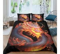 KOABERUVN 3D, Imprimé Le Dragon Ensemble De Literie Microfibre Super Douce Et Respirante Set De Housse De Couette 3 Pièces Et Taie d'oreiller King（220x240cm）